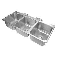 Advance Tabco 3 Compartment Drop-In Sink 10"x14" Bowls w/ Two Faucets - DI-3-10