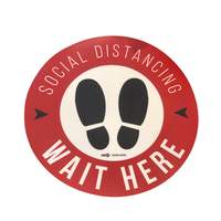 NATIONAL CHECK 12" Round Social Distancing Vinyl Floor Decal - Red - SD12CRD