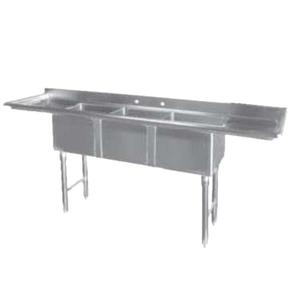 GSW USA 75.3" 18 Gauge Stainless Steel Three Compartment Sink - SE15153DB