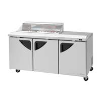 Turbo Air Super Deluxe 72" Refrigerated 12 Pan Clear Lid Sandwich Prep - TST-72SD-12S-N-CL