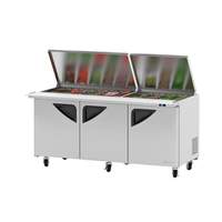 Turbo Air Super Deluxe 72in Refrigerated Flat Lid Mega Top Prep Table - TST-72SD-30-N-FL 