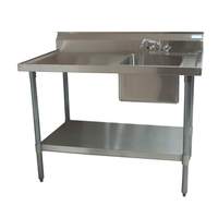 BK Resources 48" X 30" Stainless Steel Prep Table With Right Side Sink - BKMPT-3048S-R-P-G