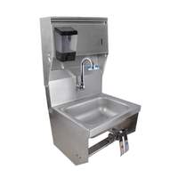 BK Resources 14in x 10in Wall Mount Knee Valve Hand Sink with Soap Dispenser - BKHS-W-1410-1-4DTDPG 