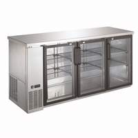 Falcon Food Service 72" Glass Door Back Bar Cooler w/ Stainless Steel Exterior - ABB-72GSS