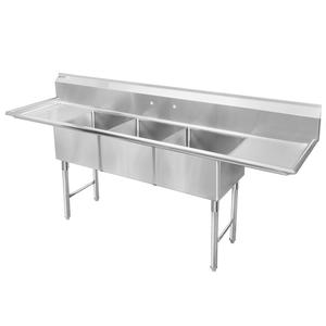 GSW USA SEE18183D 90in Stainless Steel Three 18inx18in Compartment Sink 