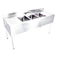 BK Resources 72"W (3) Compartment Slim-Line Underbar Sink with stainless steel Leg - UB4-18-372TS 