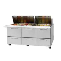 Turbo Air PRO Series 72in Mega Top Prep Cooler with 6 Drawers - PST-72-30-D6-N 