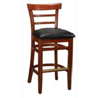 H&D Commercial Seating Wood Ladder Back Bar Stool w/BlackVinylSeat & Finish Options - 8676B WOOD