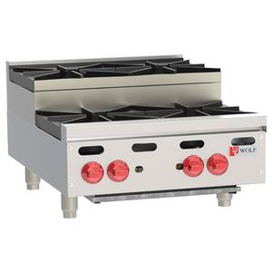 Wolf Commercial 24in W Countertop Gas Achiever 4 Burner Step-up Hotplate - AHP424U 