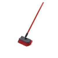 Libman Commercial 10" Dual Surface Floor Scrub Brush w/ 60" Red Steel Handle - 532