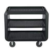 Cambro 41-1/2" Black Service Cart Pro w/ (3) Ribbed Shelves - SC337110