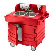 Cambro CamKiosk Hot Red 2 Compartment Hand Sink Cart - KSC402158