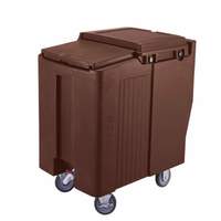 Cambro SlidingLid Tall 175lb Capacity Brown Mobile Ice Caddy - ICS175T131 