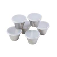 TableCraft 3oz Stainless Steel Ramekin with Clear Lid - 6 Per Pack - 10769 