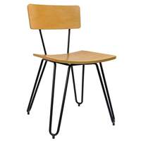 H&D Commercial Seating Metal Chair w/ Veneer Seat & Back. Natural Finish - 6273