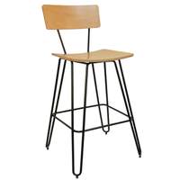H&D Commercial Seating Metal Barstool with Veneer Seat & Back. Natural Finish - 6273B 