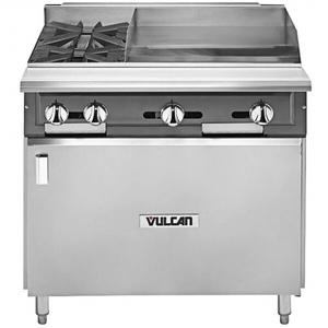 Vulcan V Series Heavy Duty 36" 2 Burner Gas Range w/ 24" Griddle - V2BG24B