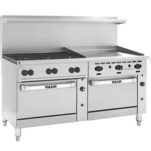 Vulcan Endurance 72" Gas 6 Burner Range w/ 36" Right Manual Griddle - 72RS-6B36G