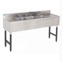 Supreme Metal 3 Compartment Under Bar Sink w/ Two 12" Drainboards - SLB-53C