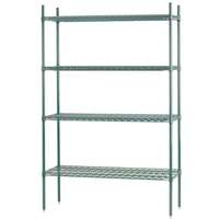 Eagle Group 4-Tier 60"x24" Green Epoxy Wire Shelving Unit w/ 74" Posts - S4-74-2460VG-X