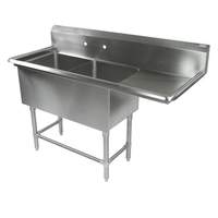 John Boos 2 Compartment 16x20x14 Sink with 18in Right Drainboard - 2B16204-1D18R-X 