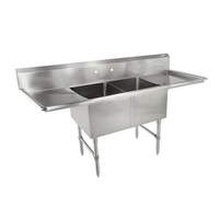John Boos "B" Series 18x18x14 2 Compartment Sink with (2)18in Drainboards - 2B184-2D18-X 