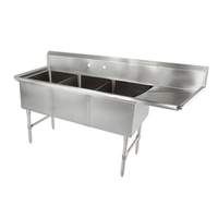 John Boos B Series 3-compartment 18x18x14 Sink with 18in Right Drainboard - 3B184-1D18R-X 