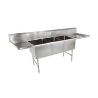 John Boos B Series 3-compartment 18x24x14 Sink with (2) 18in Drainboards - 3B18244-2D18-X 