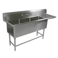 John Boos E-Series 3 Compartment 16in x 20in x 12in Stainless Steel Sink - E3S8-1620-12R18-X 