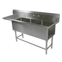 John Boos E-Series 3 Compartment 16" x 20" x 12" Stainless Steel Sink - E3S8-1620-12L18-X