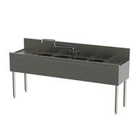 Perlick 96" Stainless 4 Compartment Bar Sink w/ (2) 24" Drainboards - TS84C