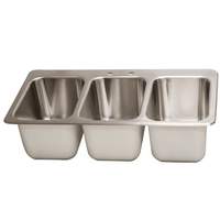 BK Resources 3 Compartment Drop-In Sink 10" x 14" x 10" Compartments - DDI3-10141024