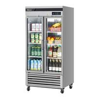 Turbo Air 39in 29cuft Two Section Glass Door Refrigerator - TSR-35GSD-N 