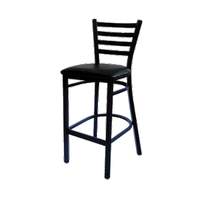 Atlanta Booth & Chair Black Ladder Back Metal Barstool with Solid Wooden Seat - M104BS 