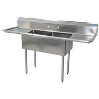 BK Resources 2 Compartment 16x20x12 Sink with (2) 18in Drainboards - BKS-2-20-12-18T 