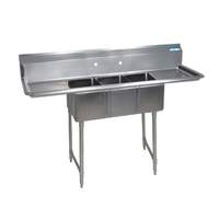 BK Resources 3 Compartment 10x14 Convenience Store Sink with 2 Drainboards - BKS-3-1014-10-12TS 