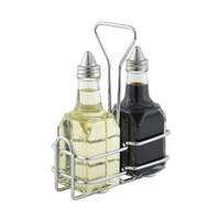 Winco Oil & Vinegar Set w/ (2) 6 oz Square Glass Cruets - G-104S