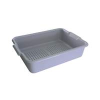 Thunder Group 21-1/2in x 15-3/8in x 5in Gray Polyethelyne Perforated Bus Box - PLBT505GPF 