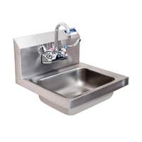 BK Resources 14in Wall Mount Hand Stainless Sink with 3in Gooseneck Faucet - BKHS-W-1410-W-G 