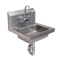 BK Resources 14in Wall Mount Hand Stainless Sink with 3in Gooseneck Faucet - BKHS-W-1410-PT-G 