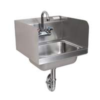 BK Resources 14in Wall Mount Hand Sink with 3in Faucet & Side Splashes - BKHS-W-1410-SS-PT-G 