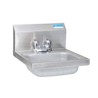 BK Resources 14in Wall Mount Hand Sink with Deck Mount Metering Faucet - BKHS-D-1410-4MF 