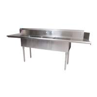 BK Resources 100in Soiled Dishtable & 3 Compartment Sink Combo Unit - BKSDT-3-20-12-20LSPG 