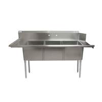 BK Resources 72in Soiled Dishtable & 3 Compartment Sink Combo Unit - BKSDT-3-1820-14-LSPG 