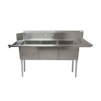 BK Resources 72in Soiled Dishtable & 3 Compartment Sink Combo Unit - BKSDT-3-1820-14-RS 