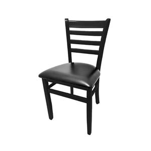 Oak Street Manufacturing Ladder Back Wood Chair w/ Black Finish & Vinyl Seat - WC101BLK