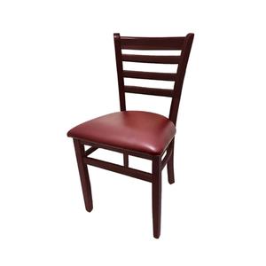 Oak Street Manufacturing Ladder Back Wood Chair with Mahogany Finish & Vinyl Seat - WC101MH 
