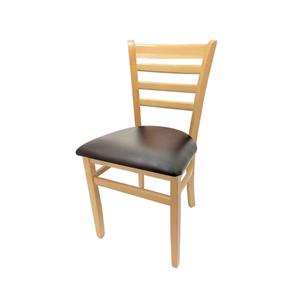 Oak Street Manufacturing Ladder Back Wood Chair with Natural Finish & Vinyl Seat - WC101NT 