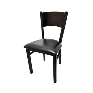 Oak Street Manufacturing Plain Wood Back Black Metal Frame Chair w/ Vinyl Seat - SL2150-P