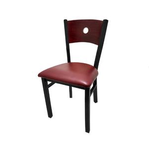Oak Street Manufacturing Bullseye Wood Back Black Metal Frame Chair w/ Vinyl Seat - SL2150-B